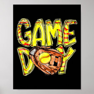 Mama Softball Game Day Vibes Mothers Day Softball Poster