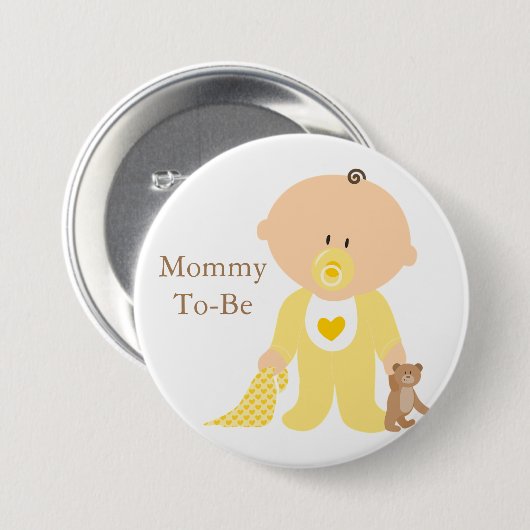 Mama soll gelber Baby Button sein (Vorne & Hinten)