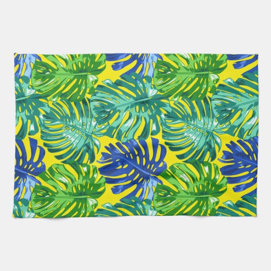 Mama Sommertropische Blätter Grün Gelb Geschirrtuch (Horizontal)