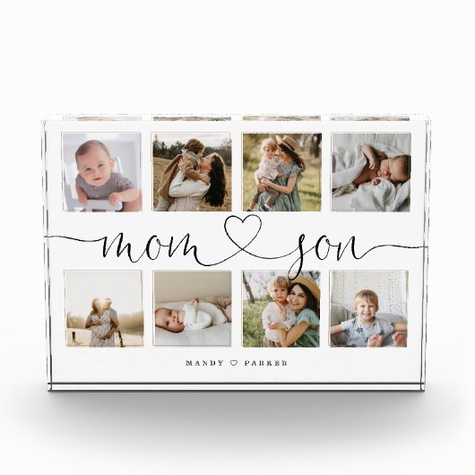 Mama & Son Heart Script | Foto Grid Collage (Vorderseite)