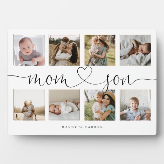 Mama & Son Heart Script | Foto Grid Collage Fotoplatte (Vorderseite)