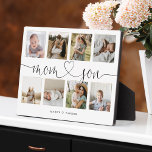 Mama & Son Heart Script | Foto Grid Collage Fotoplatte<br><div class="desc">Ein besonderes und unvergessliches Foto-Collage-Geschenk für Mama und Sohn Das Design bietet ein 8-Foto-Collage-Layout, mit dem acht eigene Mama- und Sohn-Fotos angezeigt werden können. "Mama Son" ist in einer stilvollen schwarzen Schrift und Herzdesign-Kalligraphie entworfen und mit dem Namen von Mutter und Sohn angepasst. Ein unvergessliches und besonderes Geschenk für Mutter...</div>