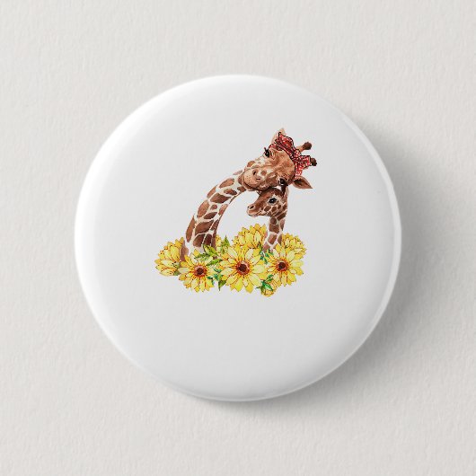 Mama Sonnenblume Geschenk Safari Afrika Tierkinder Button (Vorderseite)