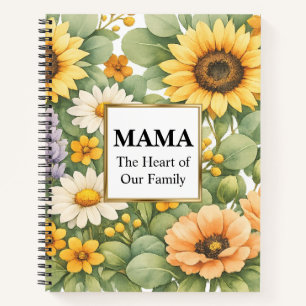 MAMA Sonnenblume Lavendel Gold Rahmen Spiralblock Notizblock