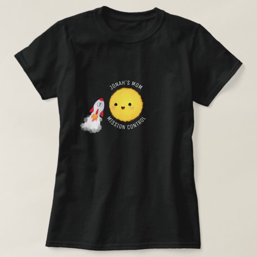 Mama Space Birthday Mission Kontrolle T - Shirt (Design vorne)
