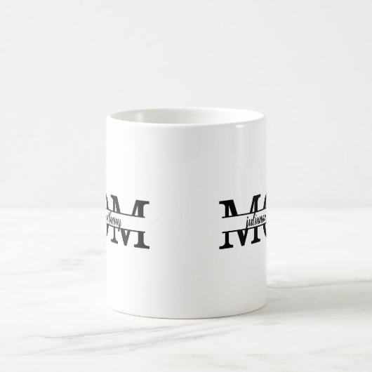 Mama-Split Monogramm mit Kindernamen Kaffeetasse (Mittel)