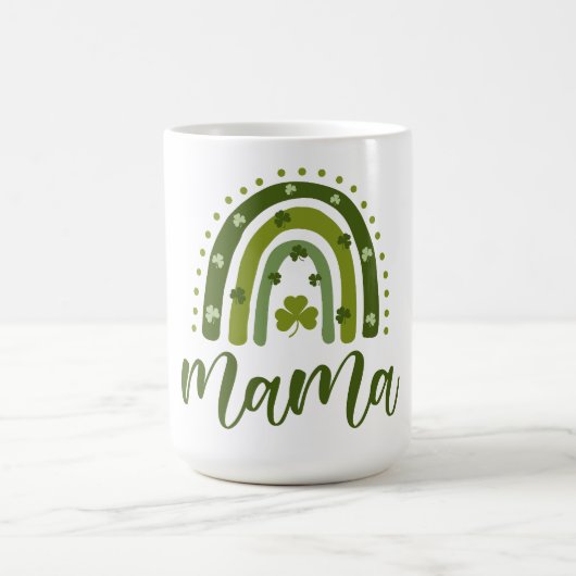 Mama St. Patrick's Day Green Kleeblatt Rainbow Kaffeetasse (Mittel)
