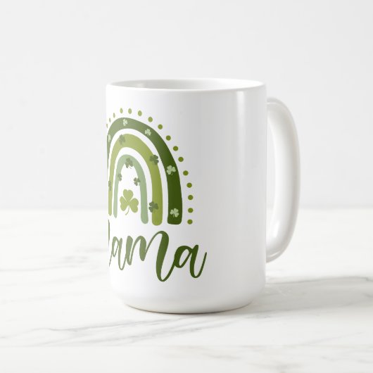 Mama St. Patrick's Day Green Kleeblatt Rainbow Kaffeetasse (VorderseiteRechts)