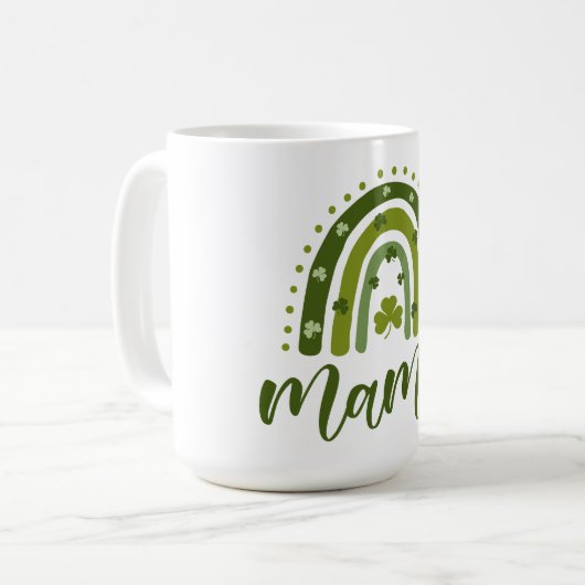 Mama St. Patrick's Day Green Kleeblatt Rainbow Kaffeetasse (Vorderseite Links)
