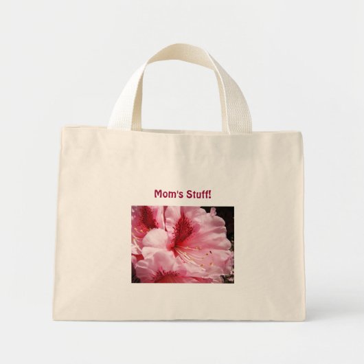 Mama Stuff Tote Geschenke Rosa Rhododendren Mini Stoffbeutel (Vorne)