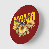 Mama Sunflower Sunshine - fröhliches Blumendesign Runde Wanduhr (Winkel)