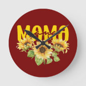 Mama Sunflower Sunshine - fröhliches Blumendesign Runde Wanduhr (Vorderseite)