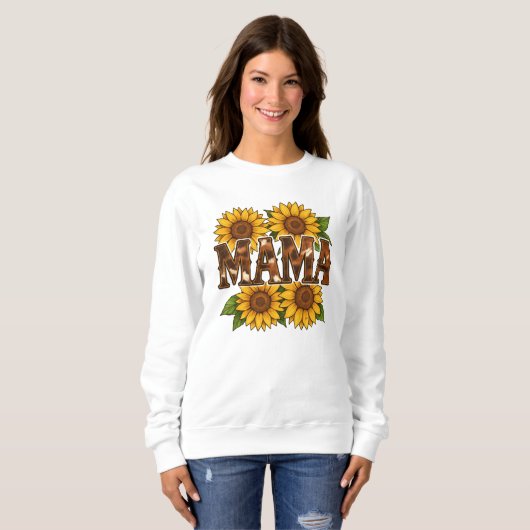 Mama Sunflowers Cowhide Country Western Rustikale  Sweatshirt (Vorne ganz)