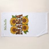 Mama Sunflowers Monogram Name Initials, Gift Mama Strandtuch (Vorderseite)