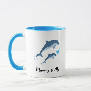 Mama & süßer Baby-Delfin Kaffeebecher Tasse