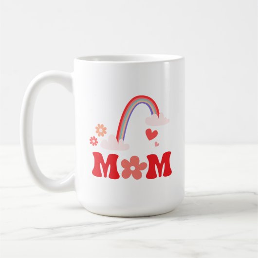 Mama Süßer Regenbogen Und Blumen Kaffeetasse (Links)