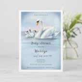 Mama Swan mit Babies Baby Dusche Einladung (Stehend Vorderseite)