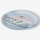 Mama Swan mit Babies Baby Dusche Pappteller (Schrägansicht)