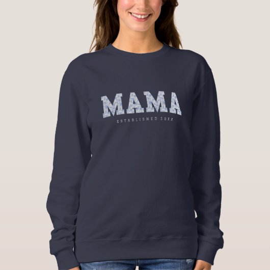 Mama Sweater, blaue Blüte Sweatshirt (Vorderseite)