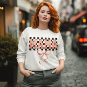 Mama Sweatshirt, Rosa Mom Coquette Bow Sweatshirt
