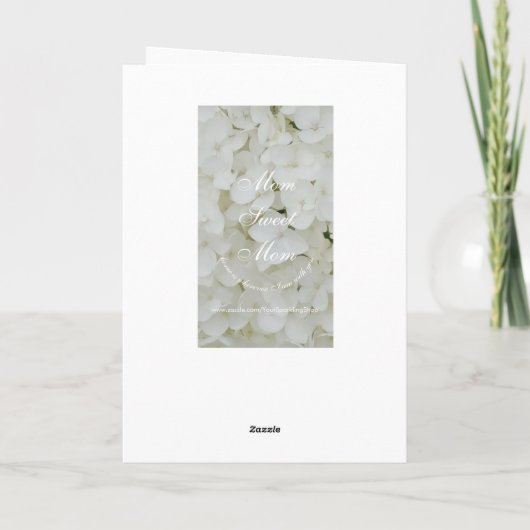 Mama Sweet Mama oder Ihr Text Elegante weiße Blume Karte (Rückseite)