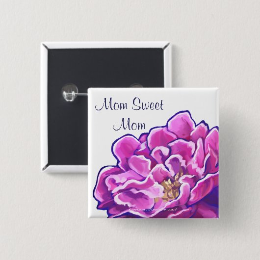 Mama Sweet Mama PInk Peony Button (Vorne & Hinten)