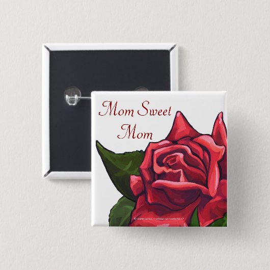 Mama Sweet Mama Rote Rose Button (Vorne & Hinten)