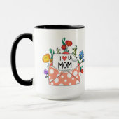 Mama Tasse Geschenk, I Liebe Mama Blumendesign Tas (Links)