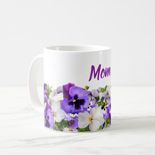 Mama Tasse mit violetten Blumen (Vorderseite Links)