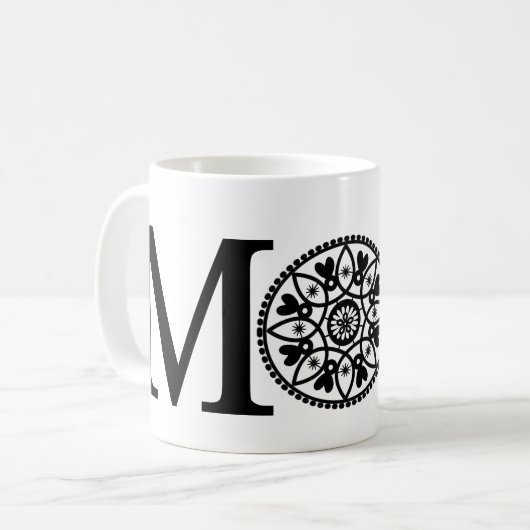 Mama-Tasse - Schwarzes u. Weiß Kaffeetasse (Vorderseite Links)