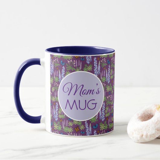 Mama Tasse Wildblumen & Schmetterlinge lilac (Mit Donut)