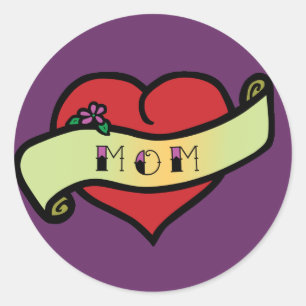 Mama Tattoo Heart Runder Aufkleber