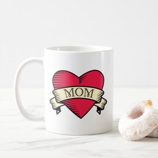 Mama Tattoo Style Herzkaffee Tasse (Mit Donut)