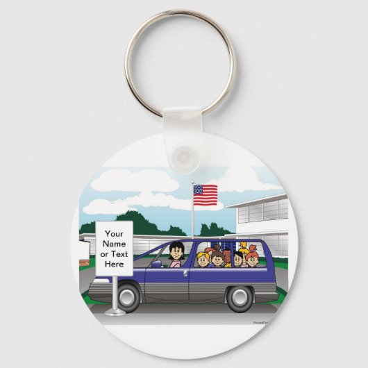 Mama Taxi Cartoon von PrintedPerfection.com Kaffee Schlüsselanhänger (Vorderseite)