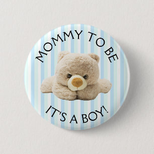 Mama, "Teddy Bear" Blue Baby Showknopf zu sein Button
