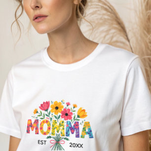 Mama Text mit Blume Tri-Blend Shirt