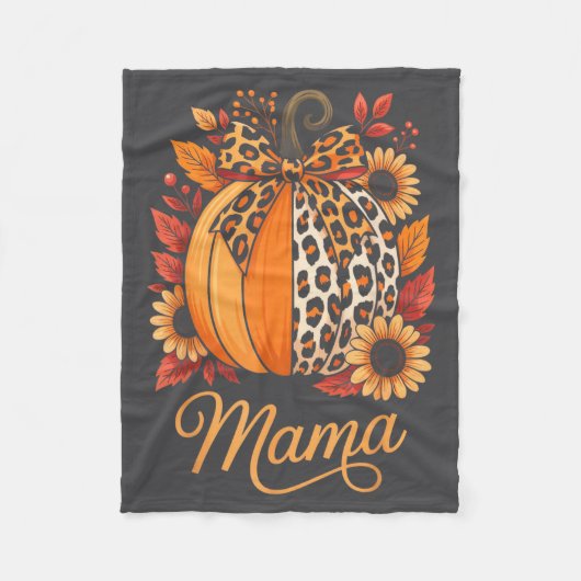 Mama Thanksgiving Leopard Pumpkin Sunflower Coquet Fleecedecke (Vorderseite)