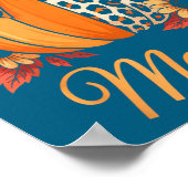 Mama Thanksgiving Leopard Pumpkin Sunflower Coquet Poster (Ecke)