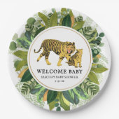 Mama Tiger Botanical Baby Shower Papierplatte Pappteller (Vorderseite)
