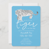 Mama Tiger & Cub Blue Baby Dusche Einladung (Vorderseite)
