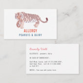 Mama Tiger & Cub Kids Allergy Medical Alert Card Telefonnummerkarte (Vorne/Hinten)