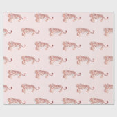 Mama Tiger & Cub Muster Baby Pink Wrapping Paper Geschenkpapier (Flach)