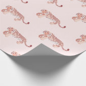 Mama Tiger & Cub Muster Baby Pink Wrapping Paper Geschenkpapier (Ecke)