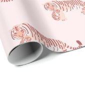 Mama Tiger & Cub Muster Baby Pink Wrapping Paper Geschenkpapier (Rolleneckpunkt)