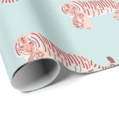Mama Tiger & Cub Pattern Baby Blue Wrapping Paper Geschenkpapier (Rolleneckpunkt)