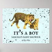 Mama Tiger Paint Spritzer Blue Boy Baby Dusche Poster (Vorne)