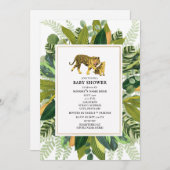 Mama Tiger Tropical Greenery Baby DuscheInvitat Einladung (Vorne/Hinten)