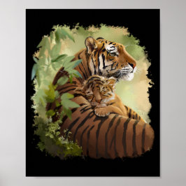 Mama-Tiger und Baby-Tiger, der schläft Poster