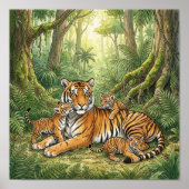 Mama Tiger und Cubs Kinderzimmer Poster (Vorne)