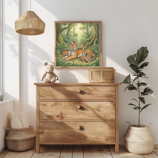Mama Tiger und Kleinen Kinderzimmer Poster